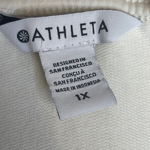 NWT Athleta Off White RetroTerry V Neck Cotton Blend Sweatshirt Size 1X - Picture 9 of 9